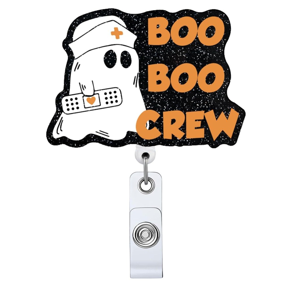 Halloween Boo Boo Crew Retractable Badge Reel With Id Clip Name Tag Card Gift For Nurses Doctor Medical Office Alligator Clip