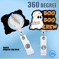 Halloween Boo Boo Crew Retractable Badge Reel With Id Clip Name Tag Card Gift For Nurses Doctor Medical Office Alligator Clip