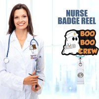 Halloween Boo Boo Crew Retractable Badge Reel With Id Clip Name Tag Card Gift For Nurses Doctor Medical Office Alligator Clip