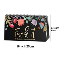 Relieve Anxiety 2024 Fuck It Desk Calendar Tiredass Women Funny Novelty Flower Monthly Advent Calendar Memo Wall For Planner