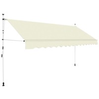 vidaXL Manual Retractable Awning 350 cm Cream Water Dirt Repellent UV WeatherResistant Fabric with Steel Frame for Outdo