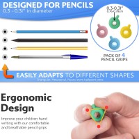 Stylo Pack Of 4 Pencil Grips For Kids Handwriting Perfect Pencil Holders For Kids Home Schooling And Preschool Writing Tools For