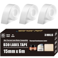 Kolkim D30 Continuous Label Tape 3 Rolls Transparent 059In X20Ft Continuous Label Tape For Phomemo D30 D35 Continuous Label T