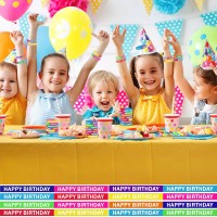 Junebrushs 64Pcs Happy Birthday Rubber Bracelets Bulk Colored Rubber Silicone Wristbands For Students Teachers Classroom Reward