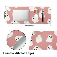 Halloween Cute Ghost Mouse Pad Kawaii Cartoon Spooky Funny Spirit Extended Desk Mat Nonslip Rubber Base Stitched Edge Large Xl