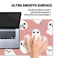 Halloween Cute Ghost Mouse Pad Kawaii Cartoon Spooky Funny Spirit Extended Desk Mat Nonslip Rubber Base Stitched Edge Large Xl