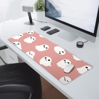 Halloween Cute Ghost Mouse Pad Kawaii Cartoon Spooky Funny Spirit Extended Desk Mat Nonslip Rubber Base Stitched Edge Large Xl