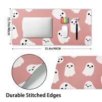 Halloween Cute Ghost Mouse Pad Kawaii Cartoon Spooky Funny Spirit Extended Desk Mat Nonslip Rubber Base Stitched Edge Large Xxl