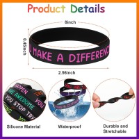 Junebrushs 64Pcs Motivational Silicone Bracelets Bulk Black Colored Inspirational Rubber Wristbands For Student Teacher Back To