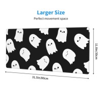 Halloween Ghost Mouse Pad 315 X 118 Inch Xl Cute Spooky Black White Kawaii Funny Design Gaming Mousepad Extended Large Laptop