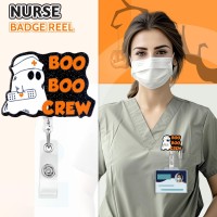 Dimeho Ghost Badge Holder Crew Retractable Reel Id Card Clip Funny Boo Nurse Name Tag Holder Pediatrics Nursing Badge Clips For