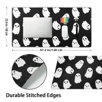 Halloween Cute Ghost Mouse Pad Large Kawaii Cartoon Spooky Funny Spirit Extended Desk Mat Nonslip Rubber Base Stitched Edge Lar