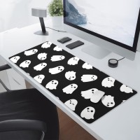 Halloween Cute Ghost Mouse Pad Large Kawaii Cartoon Spooky Funny Spirit Extended Desk Mat Nonslip Rubber Base Stitched Edge Lar