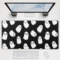 Halloween Cute Ghost Mouse Pad Extended Kawaii Cartoon Spooky Funny Spirit Desk Mat Nonslip Rubber Base Stitched Edge Large Xxl