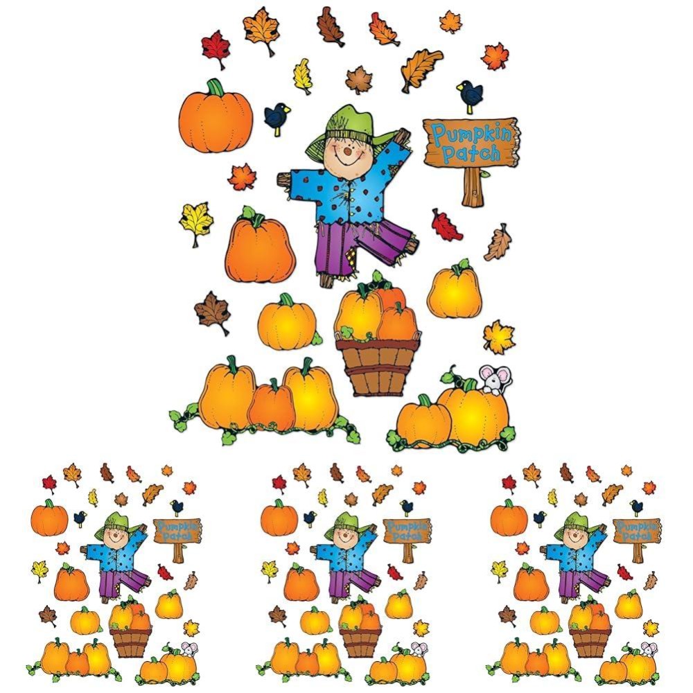 Carson Dellosa 32Pc Pumpkin Patch Farmhouse Bulletin Board Set Scarecrow Pumpkins Autumn Leaves Fall Bulletin Board Decoratio