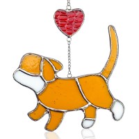 Dog Stained Glass Suncatcher Decor For Window Hangings Dog Themed Gifts Decorations For Dog Lovers Handcrafted Dog Sun Catch