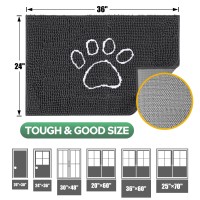 Dog Door Mat For Muddy Paws Pet Rug Durable Chenille Absorbent Outdoor Doormat 36X 24 Non Slip Heavy Indoor Doormat Soft F