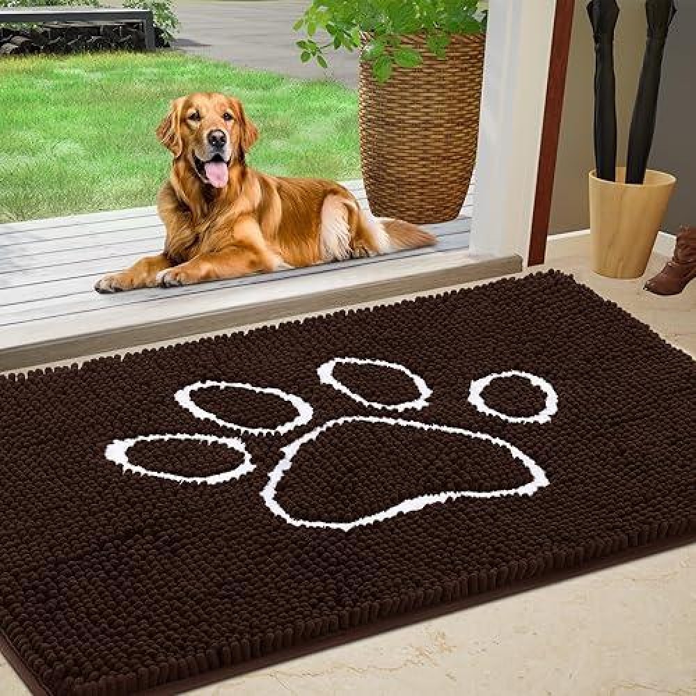 Dog Door Mat For Muddy Paws Pet Rug Durable Chenille Absorbent Outdoor Doormat 60X 36 Non Slip Heavy Indoor Doormat Soft F