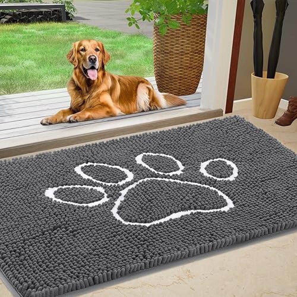 Dog Door Mat For Muddy Paws Pet Rug Durable Chenille Absorbent Outdoor Doormat 48X 30 Non Slip Heavy Indoor Doormat Soft F