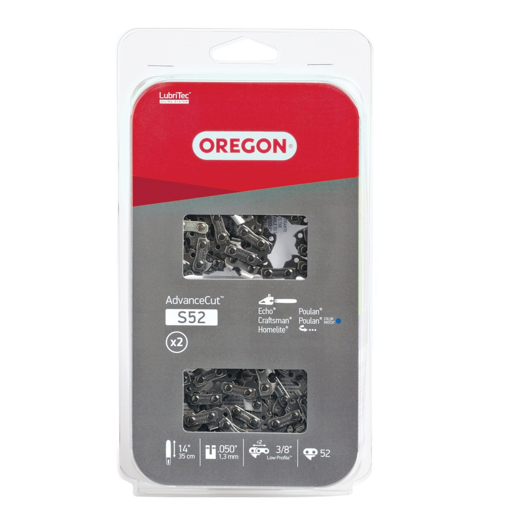 Oregon S52T 2Pack Advancecut 14Inch Chainsaw Chain Fits Craftsman Echo Homelite Poulan Grey