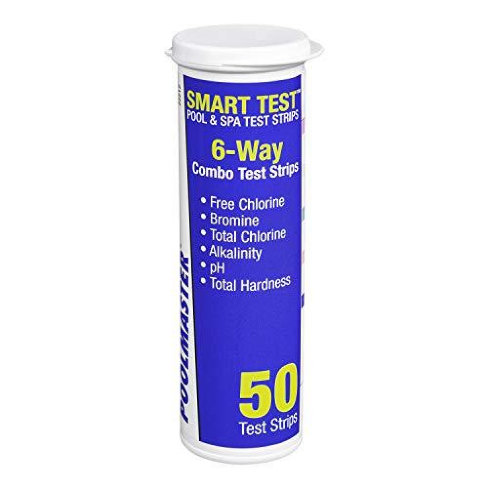 Poolmaster 22212 Smart Test 6Way Swimming Pool And Spa Water Chemistry Test Strips 50 Count White