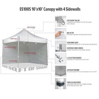 Ez Up Es100S Instant Commercial Pop Up Canopy Tent 10 X 10 With 3 Sidewalls 1 Midzip Sidewall And Widetrax Roller Bag Wh