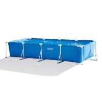 Intex 1475 X 86 X 33 Rectangular Frame Above Ground Outdoor Backyard Swimming Pool With Flow Control Valve For Quick Drain