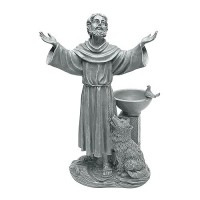 Design Toscano Je14106 Francis Of Assisi Blessing Religious Garden Decor Statue Bath Bird Feeder 12 Inches Wide 19 Inches Tall