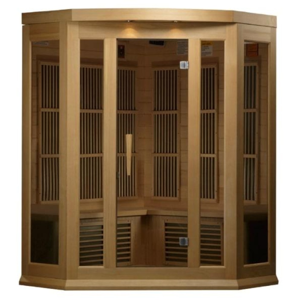 Maxxus 3Person Corner Low EMF Under 8MG FAR Infrared Sauna Canadian Hemlock