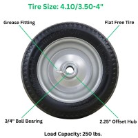 Marathon 4103504 Flat Free Hand Truck Allpurpose Utility Tire On Wheel 225 Offset Hub 34 Bearings