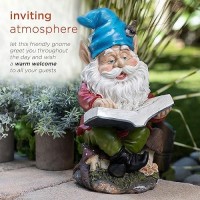 Alpine Corporation 14 Tall Outdoor Garden Gnome Reading A Book Yard Statue Decoration