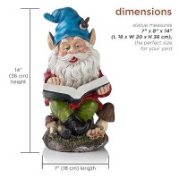 Alpine Corporation 14 Tall Outdoor Garden Gnome Reading A Book Yard Statue Decoration