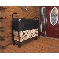 Shelterlogic 4' Adjustable Heavy Duty Outdoor Firewood Rack With Steel Frame Construction And Water-Resistant Cover