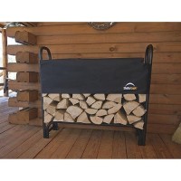 Shelterlogic 4' Adjustable Heavy Duty Outdoor Firewood Rack With Steel Frame Construction And Water-Resistant Cover