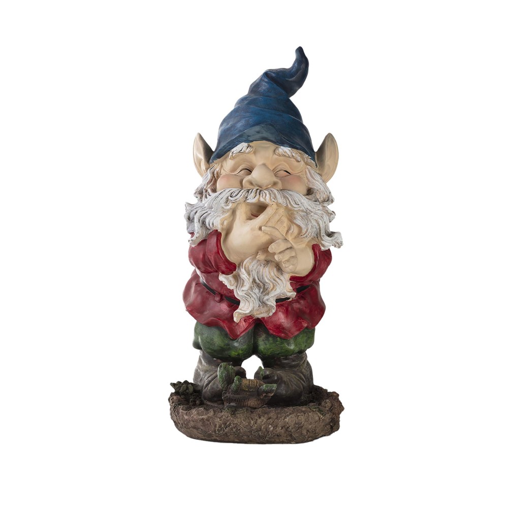 Alpine Corporation 15 Tall Outdoor Garden Gnome Smiling Yard Statue Decoration Multicolor