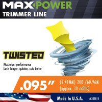 Maxpower 338814 0095Inch Premium Twisted Trimmer Line 200Foot Length