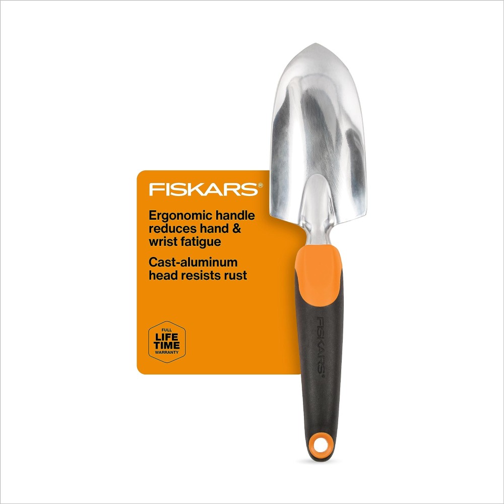 Fiskars Ergo Trowel Heavy Duty Gardening Hand Tool With Hang Hole Lawn And Yard Tools Blackorange