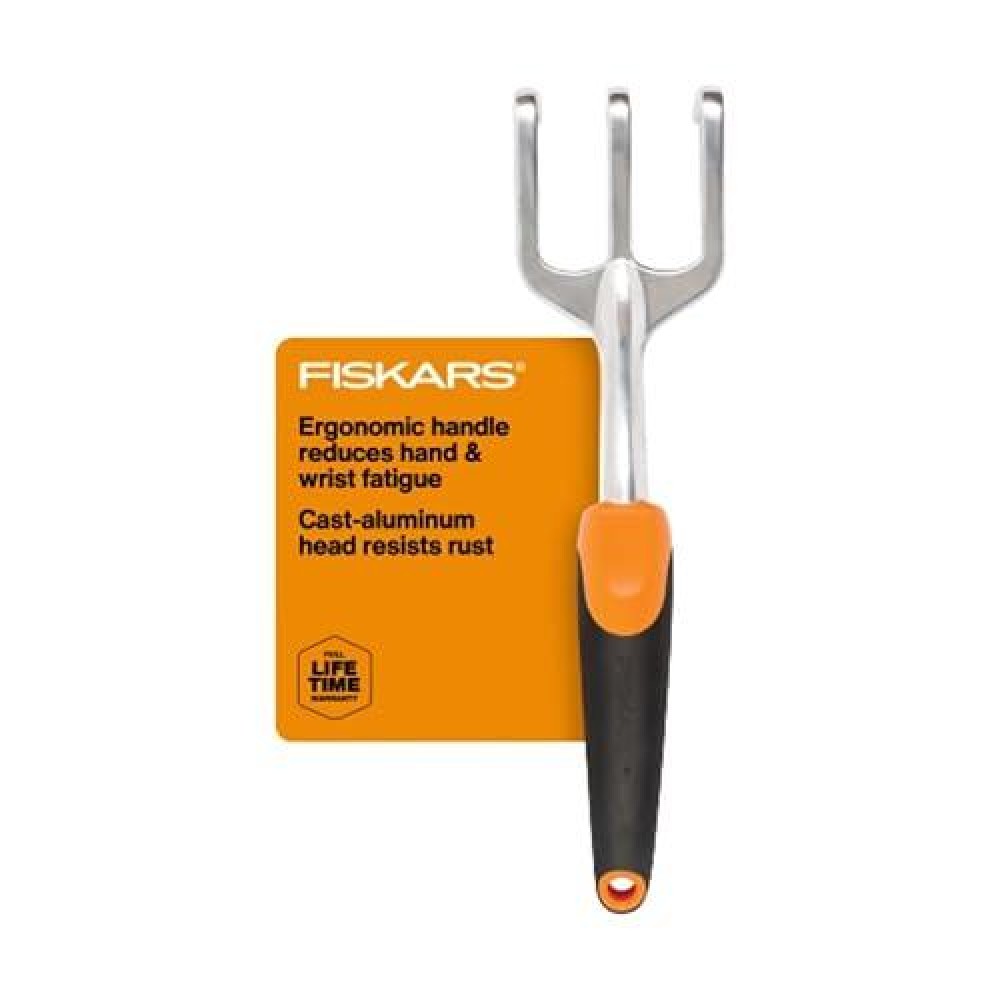 Fiskars Ergo Cultivator For Digging Aerating Soil And Weeding Heavy Duty Garden Tool With Hanging Hole