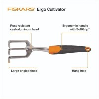 Fiskars Ergo Cultivator For Digging Aerating Soil And Weeding Heavy Duty Garden Tool With Hanging Hole