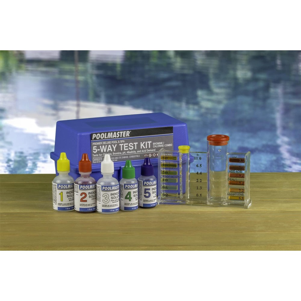 Poolmaster Water Chemistry Case 22270 Premiere Collection 5Way Swimming Pool Spa Test Kit Small Neutral