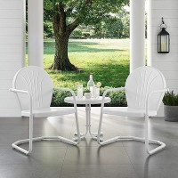 Crosley Furniture Ko10004Wh Griffith 3-Piece Retro Metal Outdoor Seating Set With Table And 2 Chairs, White