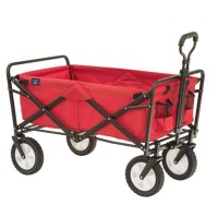 Mac Sports Heavy Duty Steel Frame Collapsible Folding 150 Pound Capacity Outdoor Camping Garden Utility Wagon Yard Cart Red