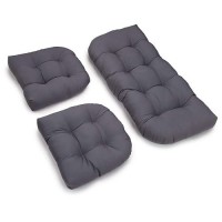 Blazing Needles Twill Settee Group Cushions, Steel Grey, Set Of 3