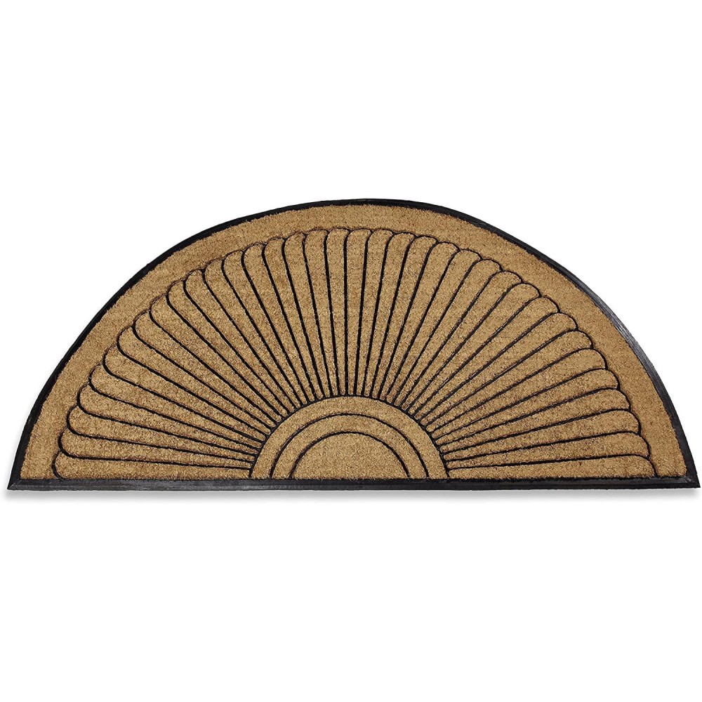 Kempf Half Round Inlaid Sun Ray Doormat Outdoor Entrance Mat Extra Large Size Great For Double Doors Heavy Duty 3 X 6Feet