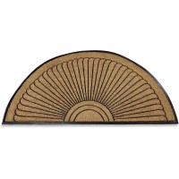 Kempf Half Round Inlaid Sun Ray Doormat Outdoor Entrance Mat Extra Large Size Great For Double Doors Heavy Duty 3 X 6Feet