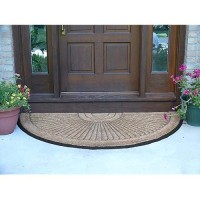 Kempf Half Round Inlaid Sun Ray Doormat Outdoor Entrance Mat Extra Large Size Great For Double Doors Heavy Duty 3 X 6Feet