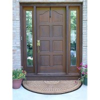 Kempf Half Round Inlaid Sun Ray Doormat Outdoor Entrance Mat Extra Large Size Great For Double Doors Heavy Duty 3 X 6Feet