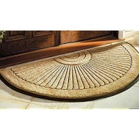 Kempf Half Round Inlaid Sun Ray Doormat Outdoor Entrance Mat Extra Large Size Great For Double Doors Heavy Duty 3 X 6Feet