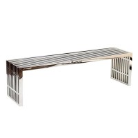 Gridiron Silver Large Stainless Steel Bench By Modway