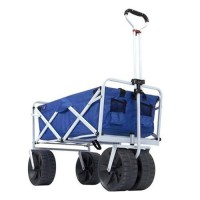 Mac Sports Heavy Duty Collapsible Folding All Terrain Utility Beach Wagon Cart Bluewhite